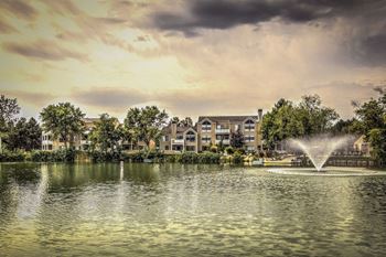 Lake with fountain